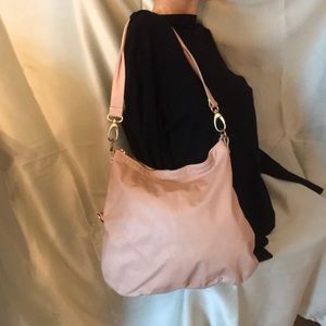 Italian Leather Hobo Bag – Nude / Light Pink | Crossbody or Shoulder